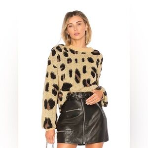 House Of Harlow 1960 x Revolve Leopard Print Wool Blend Edgy Cozy Sweater Sz S